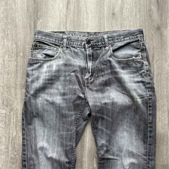 American Eagle Outfitters Mens Jeans Gray Wash Straight Fit 34x32 - Picture 2 of 7